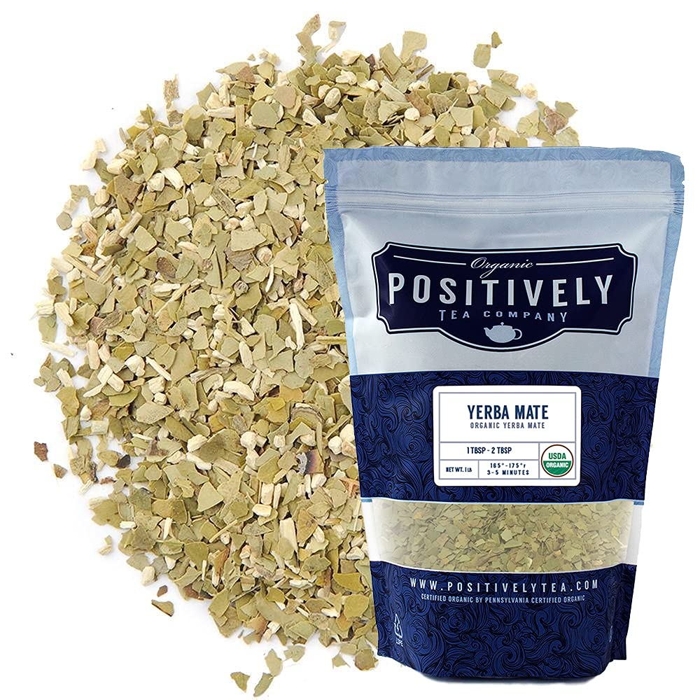 Organic Positively Tea Company Yerba Mate Tea Loose Leaf, 16 Ounce, Unsmoked
