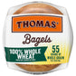 Thomas 100% Whole Wheat Bagels, 6 Pre-Sliced Bagels with No High Fructose Corn Syrup, 20 Oz