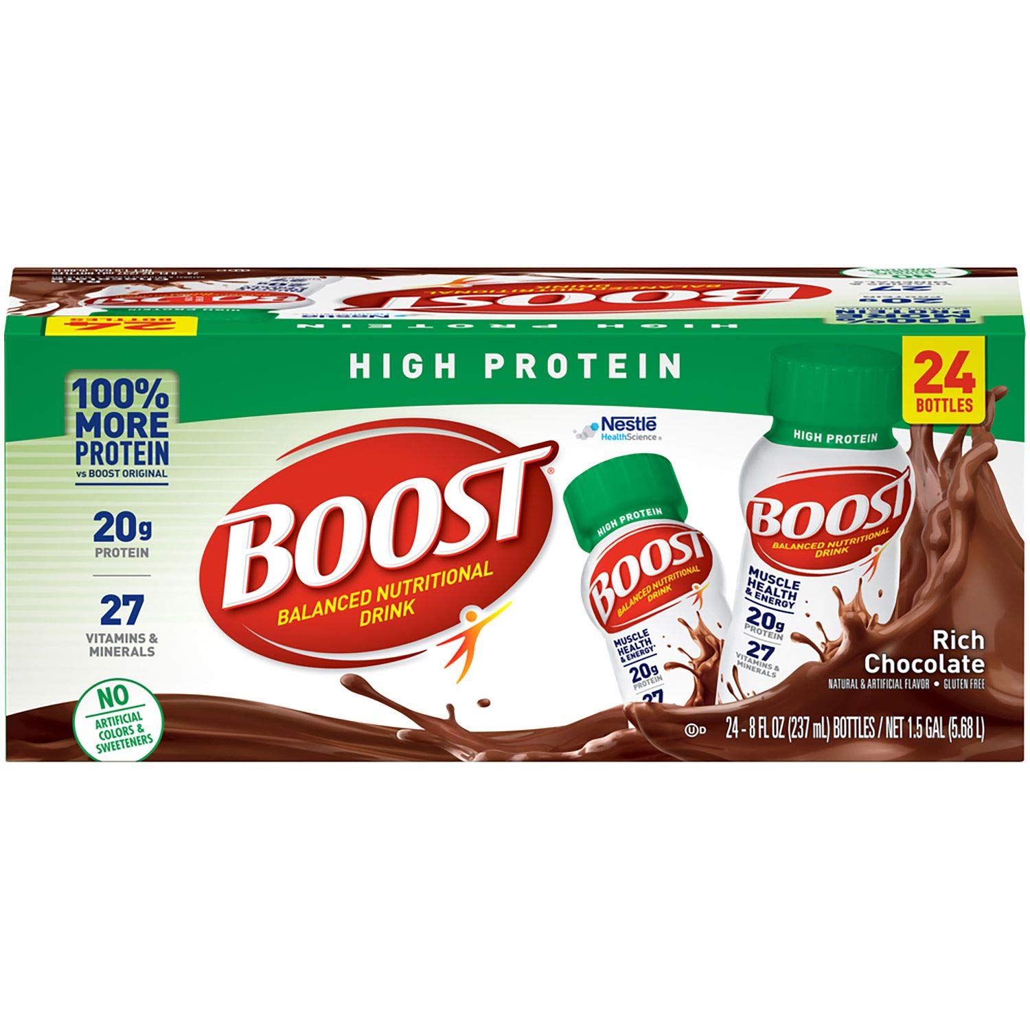 Boost High Protein Nutritional Energy Drink, Chocolate, 8 Ounce Bottle (Pack Of 24)