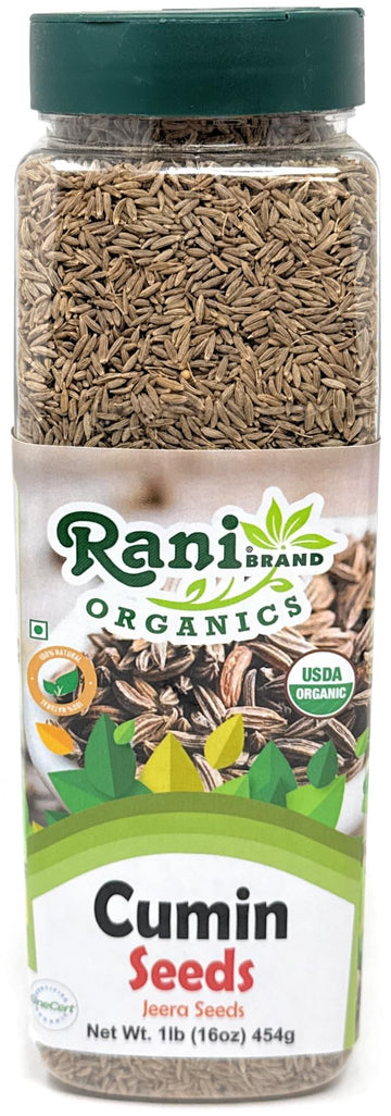Rani Organic Cumin Seeds Whole (Jeera Sabut) 16oz (1lb) 454g PET Jar ~ All Natural | Vegan | Gluten Friendly | NON-GMO | Indian 