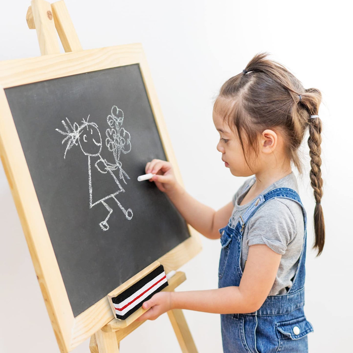 Chalk - 24 Pack White Chalk With 1 Felt Chalkboard Eraser - Thin Chalkboard Chalk Great For School, Office And Home Use, Dustles