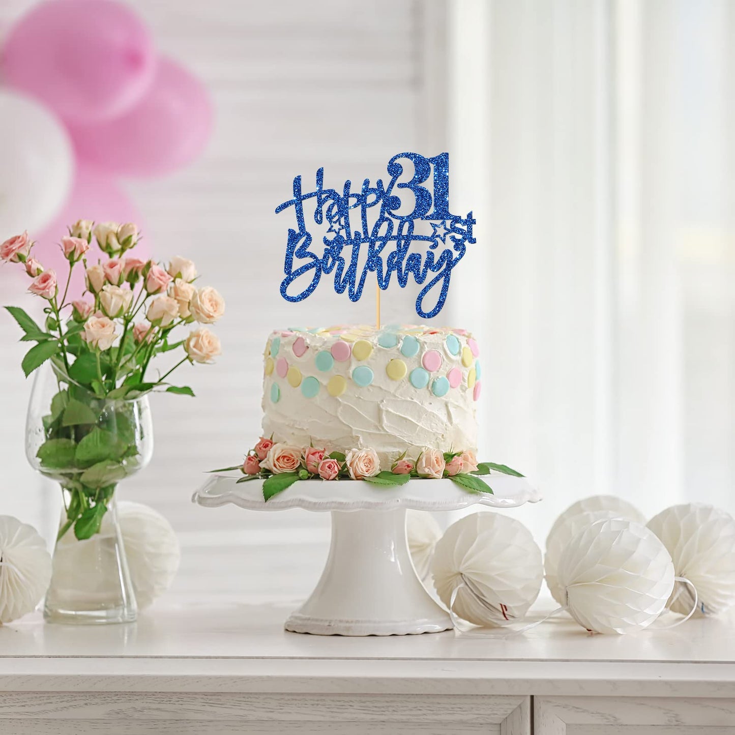 Roadsea Happy 31St Birthday Cake Topper - Girl Boy 31 Years Old Birthday Cake Supplies - 31St Birthday Party Decorations - Blue