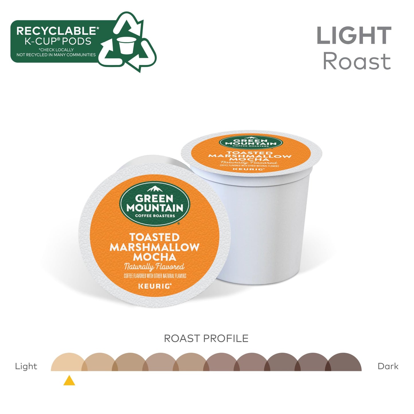 Green Mountain Coffee Roasters Toasted Marshmallow Mocha K-Cup Pods, Flavored Light Roast Coffee, 96 Count, Model 5000341982-96