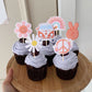 YCTHUNFISH 36 Pack Hippie Party Cupcake Toppers Rainbow Peace Sign Small Boho Birthday Decorations