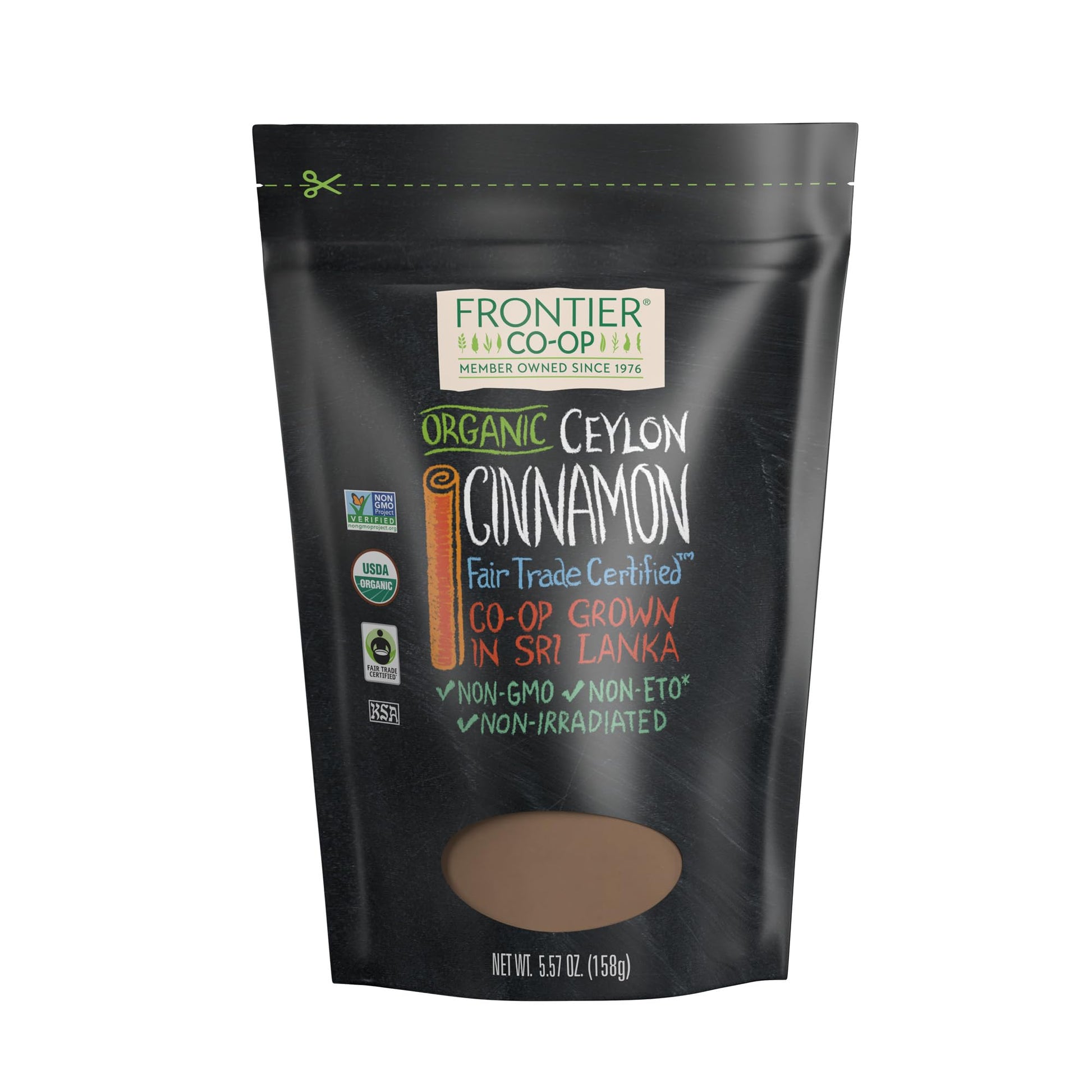 Frontier Co-Op Fair Trade Ground Ceylon Cinnamon Powder Organic, Kosher, 5.57Oz - Bulk Bag Refill For Shaker, Baking, Beverages, And Cooking