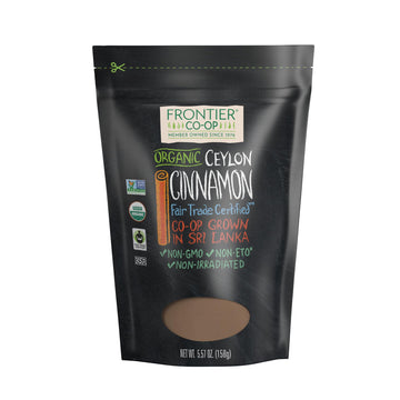 Frontier Co-Op Fair Trade Ground Ceylon Cinnamon Powder Organic, Kosher, 5.57Oz - Bulk Bag Refill For Shaker, Baking, Beverages, And Cooking