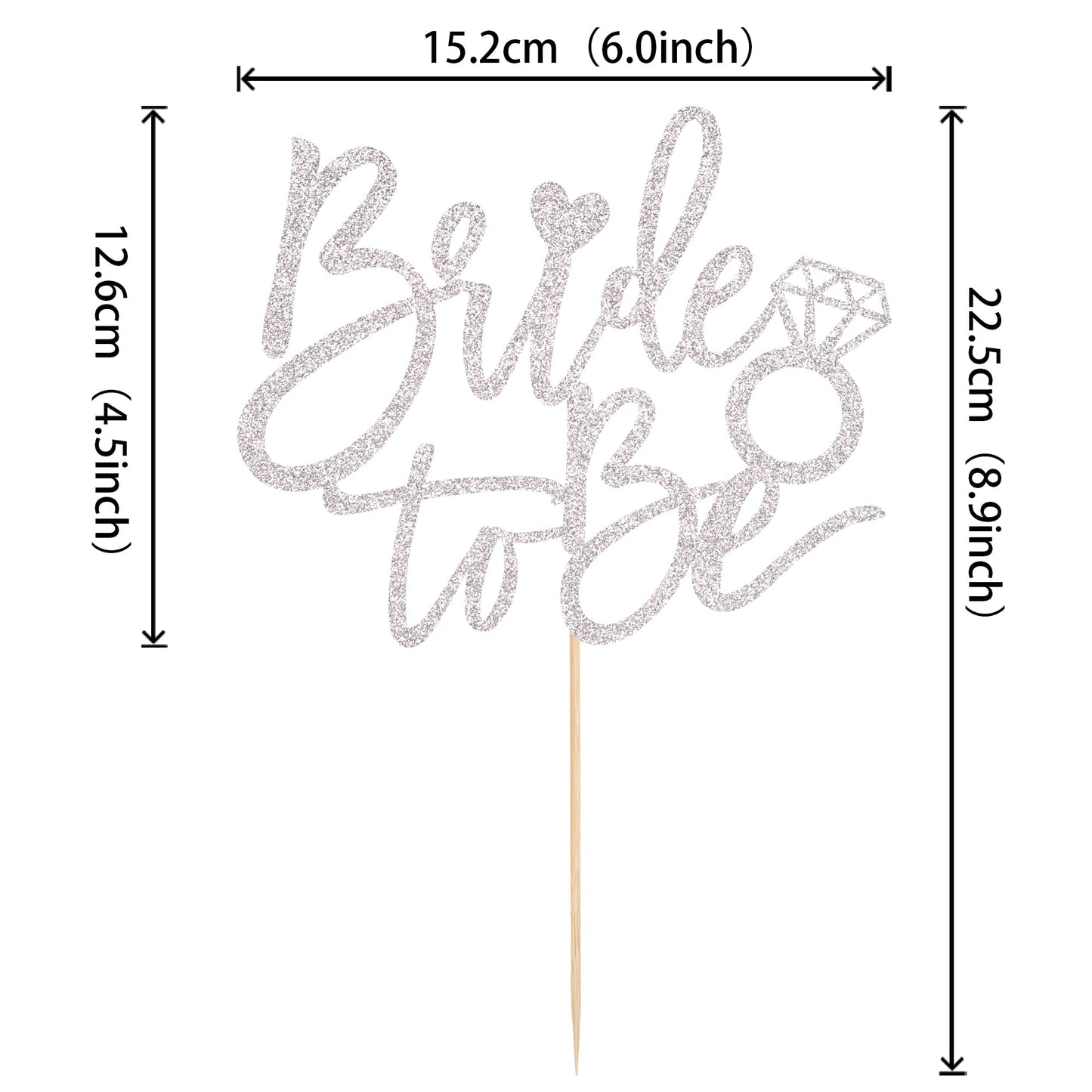 YCTHUNFISH Bride to Be Cake Topper Silver Glitter Ring W 6.0in H 8.9in Cake Decoration for Wedding Bachelorette Bridal Shower