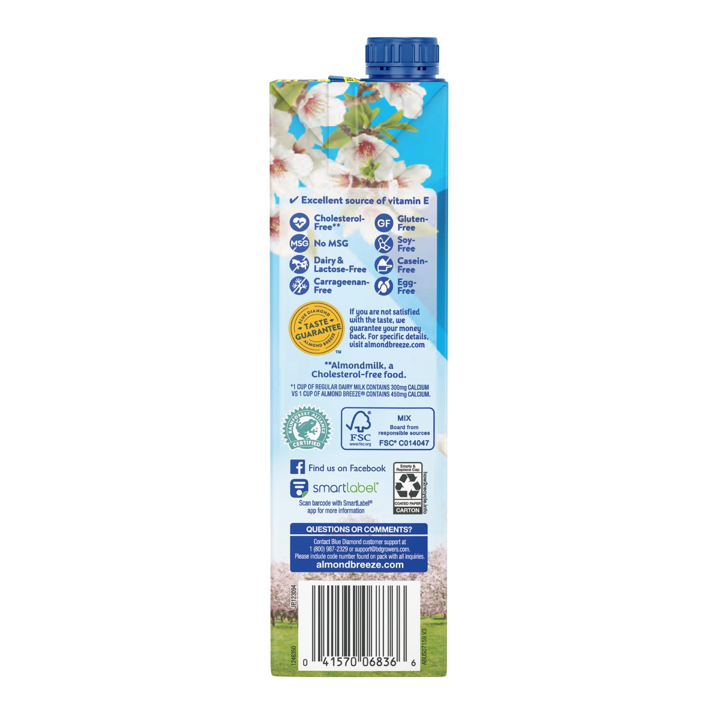 Blue Diamond Almonds Breeze Dairy Free Almondmilk, Vanilla, 384 Fl Oz (Pack of 12)
