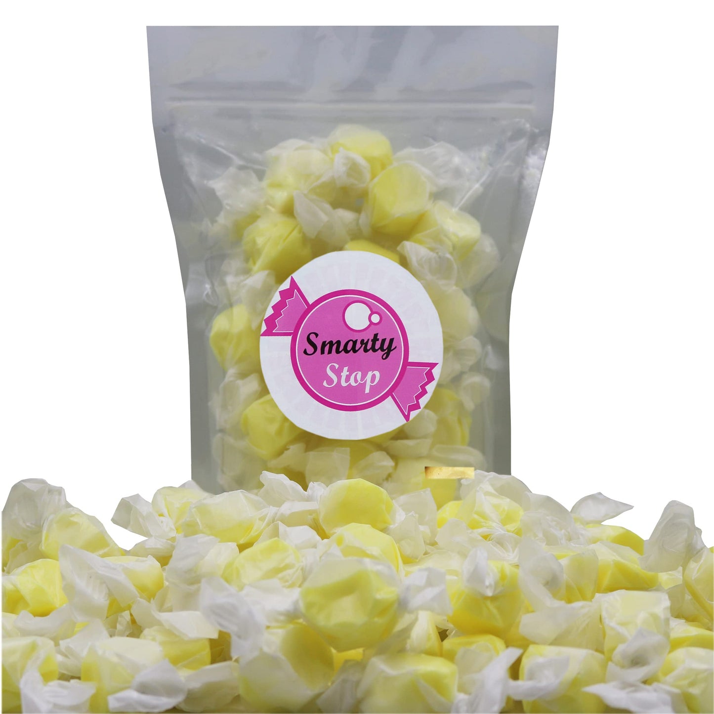 Gourmet Soft And Chewy Salt Water Taffy Candy - Individually Wrapped - Bulk Bag (Yellow Lemon, 1 Pound (Pack Of 1))