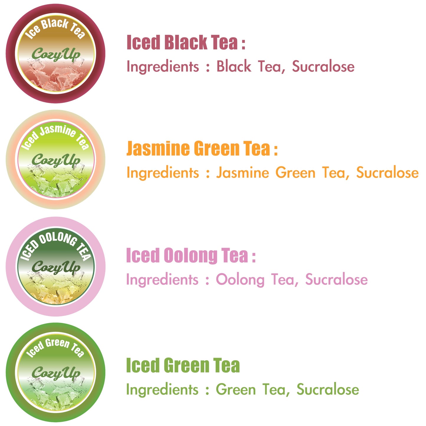 Cozy Up Iced Sweet Tea Variety Pack - 36 Count Single Serve Pods for Keurig - Sweetened Black, Green, Jasmine Green & Oolong Black Tea
