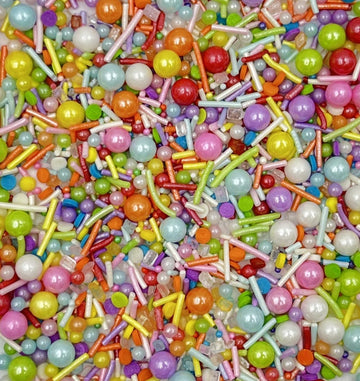 Sentovac Rainbow Jimmies And Pearls Sprinkles Mix | Edible Cake Cupcake Sprinkles 1 Bottle 3.5Oz/ 95G | For Wedding Party Baking