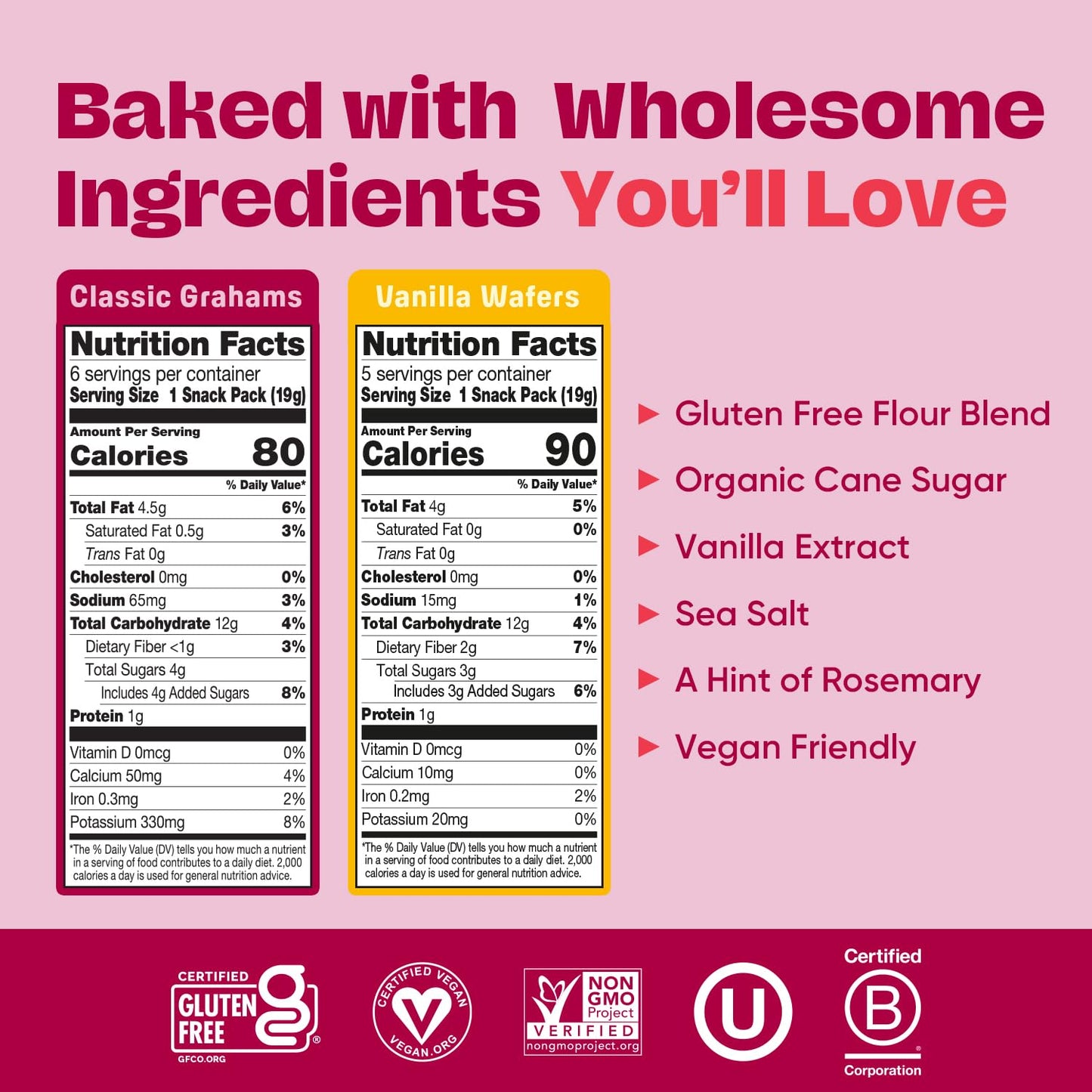 Gluten Free Partake Mini Classic Graham Crackers & Vanilla Wafer Cookies Variety Pack - Vegan - Free From the Top 9 Allergens In