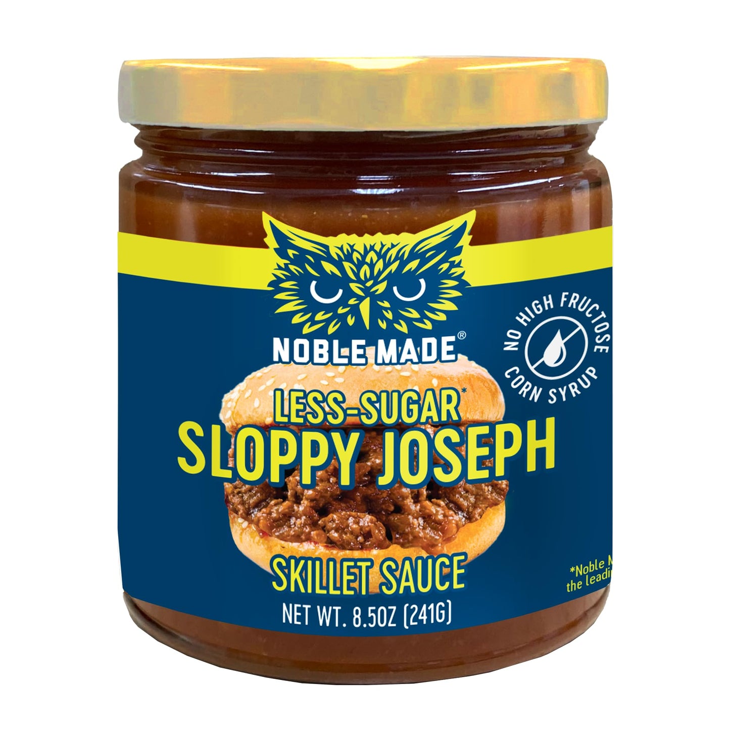Noble Made Less-Sugar Sloppy Joseph Skillet Sauce  8.5 oz Jar  Gluten Free  Low Sugar  Paleo Friendly  Naturally Sweetened  Easy Dinner  Family Friendly  Just Add Ground Beef or Ground Turkey