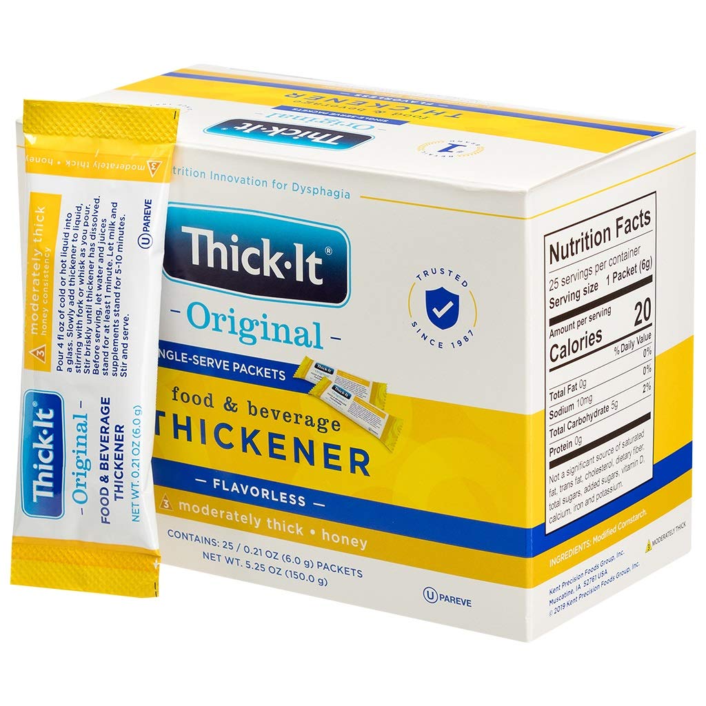 Thick-It Original Food & Beverage Moderately Thick Single-Serve Packets for Dysphagia (IDDSI), Honey Consistency, Digestible Swa