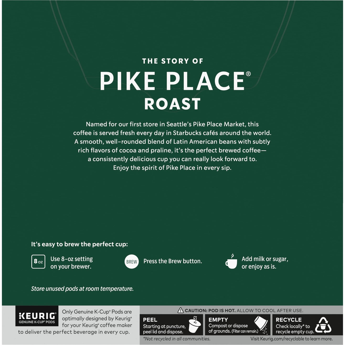 Starbucks® Pike Place Roast K-Cup® Packs - Medium Roast, 32 Count, Packaging May Vary