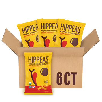Hippeas Organic Chickpea Puffs, Sriracha Sunshine, 4 Ounce (Pack Of 6), 4G Protein, 3G Fiber, Vegan, Gluten-Free, Crunchy, Plant