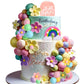 35 Pcs Daisy Flower Cake Toppers, Pastel Balls Acrylic Retro Hippie Boho Rainbow Cake Topper for Birthday Baby Shower Wedding Gr