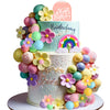 35 Pcs Daisy Flower Cake Toppers, Pastel Balls Acrylic Retro Hippie Boho Rainbow Cake Topper for Birthday Baby Shower Wedding Gr