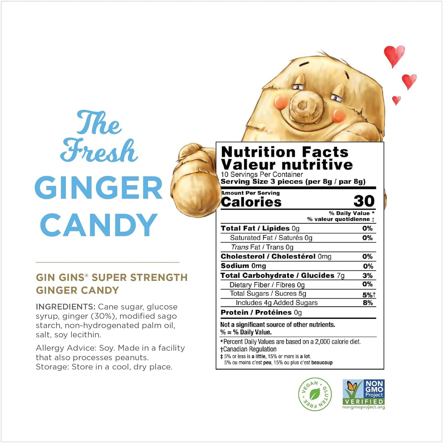 The Ginger People GIN GINS Super Strength Ginger Candy, Pack of 12, Individually Wrapped, 3 oz Bags
