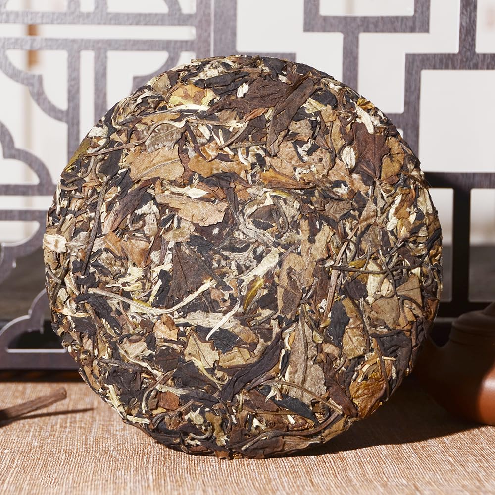 Sanran White Tea Cake, Compressed White Tea Loose Leaf, 2019Yr Aged Yunnan Shoumei Bai Cha, 12.6Oz