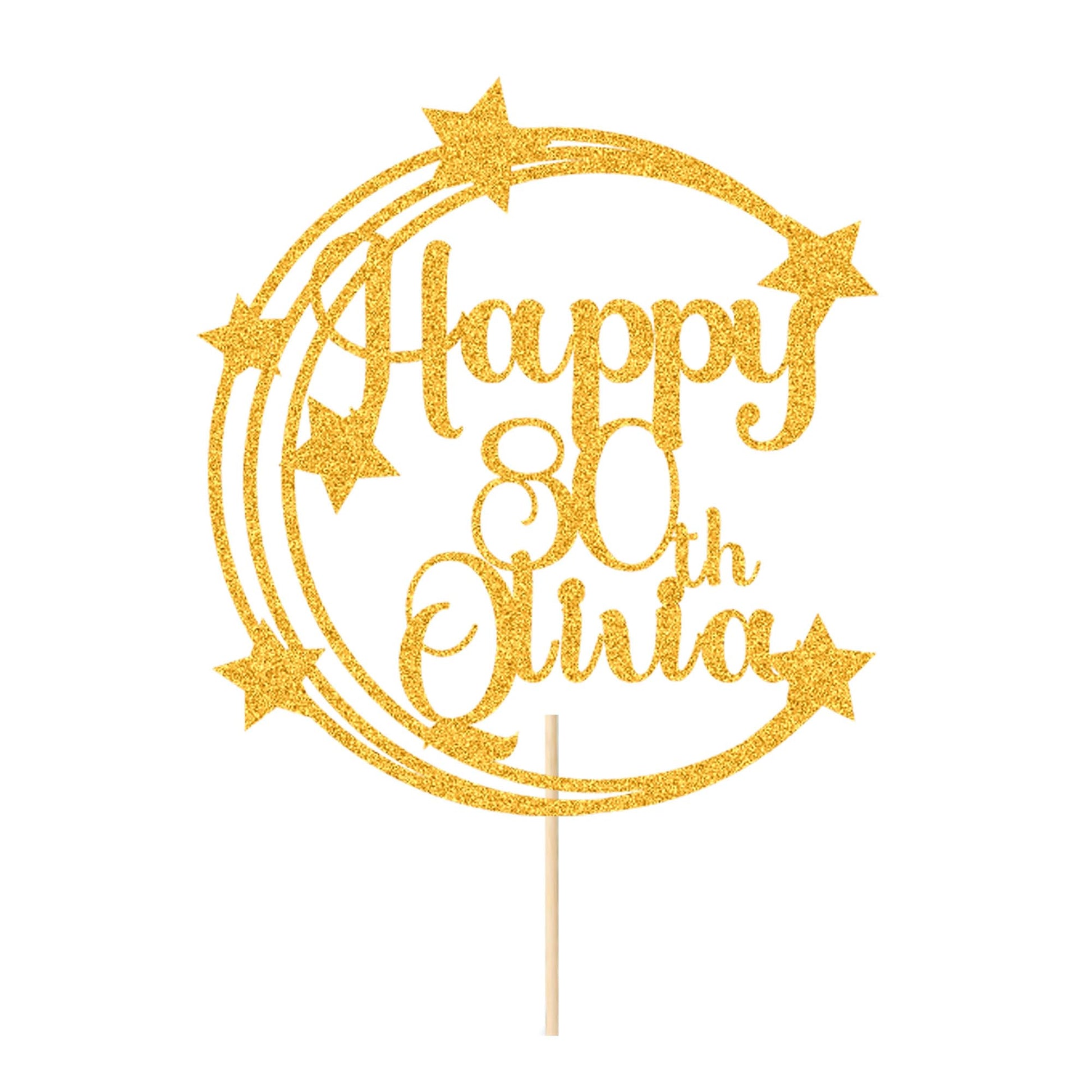 EDSG Personalized Birthday Cake Topper - Custom Glitter with Any Name & Age - Gold Plastic for Men, Women, Kids - Ideal for 18th, 21st, 30th, 40