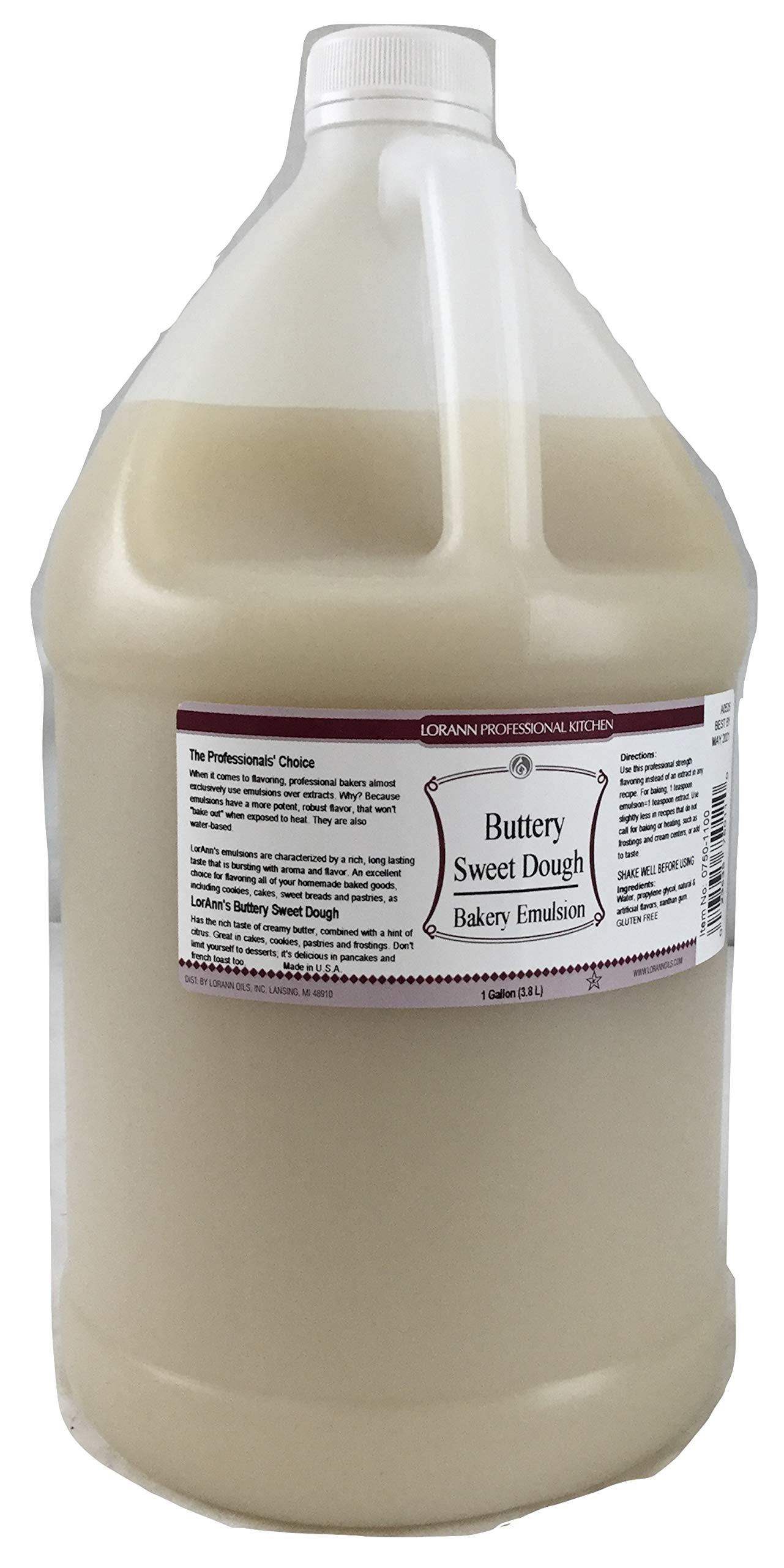 LorAnn Buttery Sweet Dough Bakery Emulsion, Gallon Bottle, Model 0750