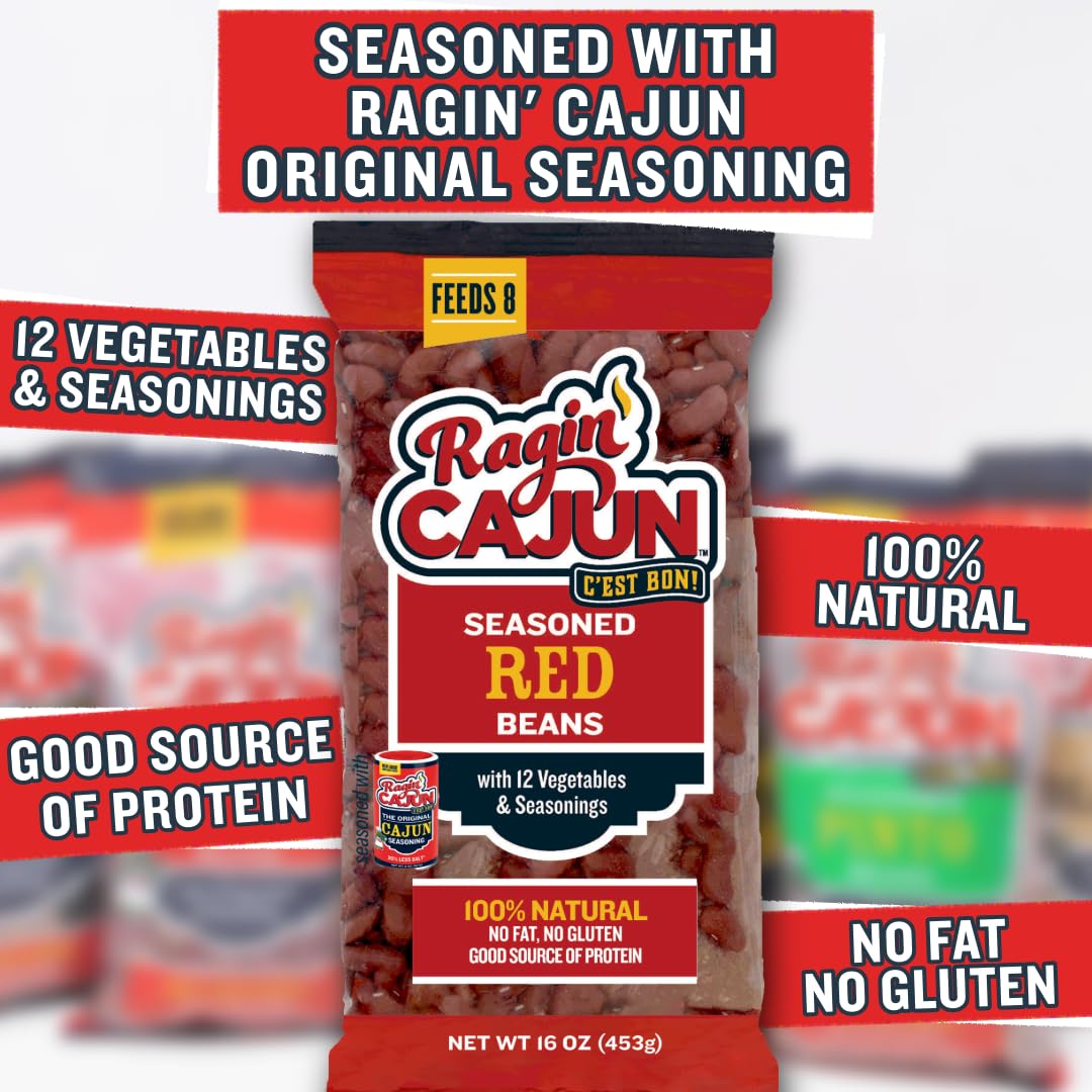 Ragin Cajun Fixins Seasoned Red Beans, 16 oz Pack of 12