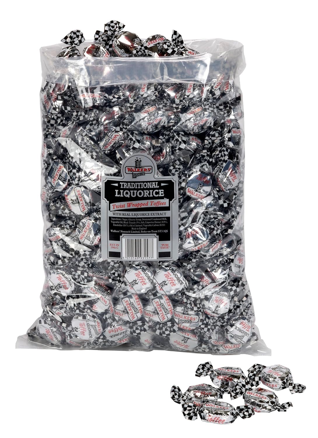 Walkers' Nonsuch Liquorice Toffees Bulk Bag | With Condensed Milk & Black Treacle | Imported From The Uk | Traditional British C