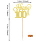 YCTHUNFISH Cupcake Toppers, 24 Pack, Glitter Number 100, Bamboo, Gold, Small, Cake Decorations for Birthday and Anniversary Parties