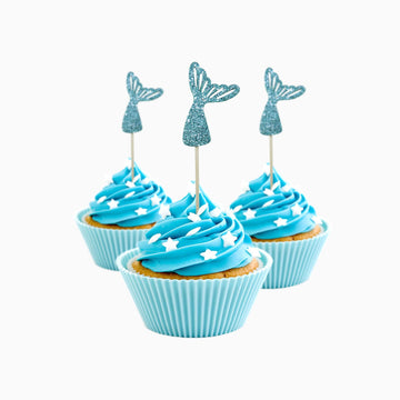 Mermaid Tail Mermaid Cupcake Topper 12 Pack Cupcake Topper Decoration Cake Glitter Foamy