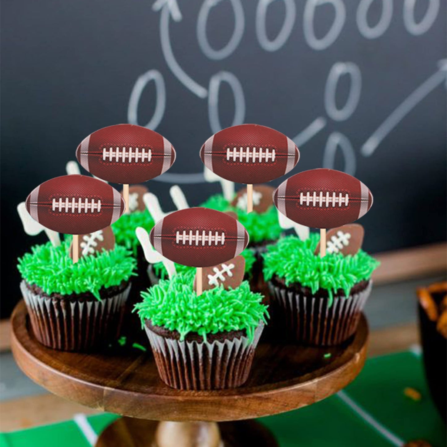 YCTHUNFISH 24 Pack American Football Cupcake Toppers for Rugby Theme Baby Shower Kids Birthday Party Decorations