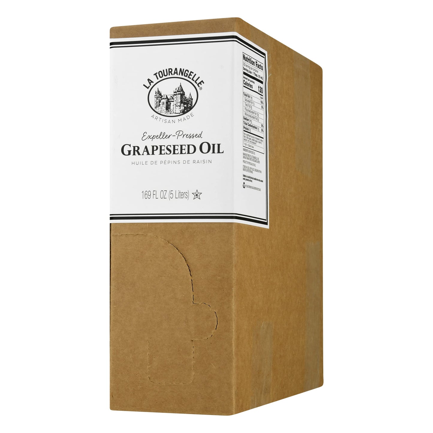 La Tourangelle, Expeller-Pressed Grapeseed Oil, High Heat Neutral Cooking Oil, Cast Iron Seasoning, Also Great for Skin, Hair, a