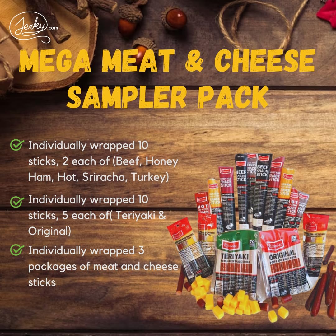 Meat Stick & Cheese 26 Pc. Variety Pack Snack Sampler | Bold Flavor Snack Sticks, Low Carb, Gluten Free, No Msg, Healthy Snack S