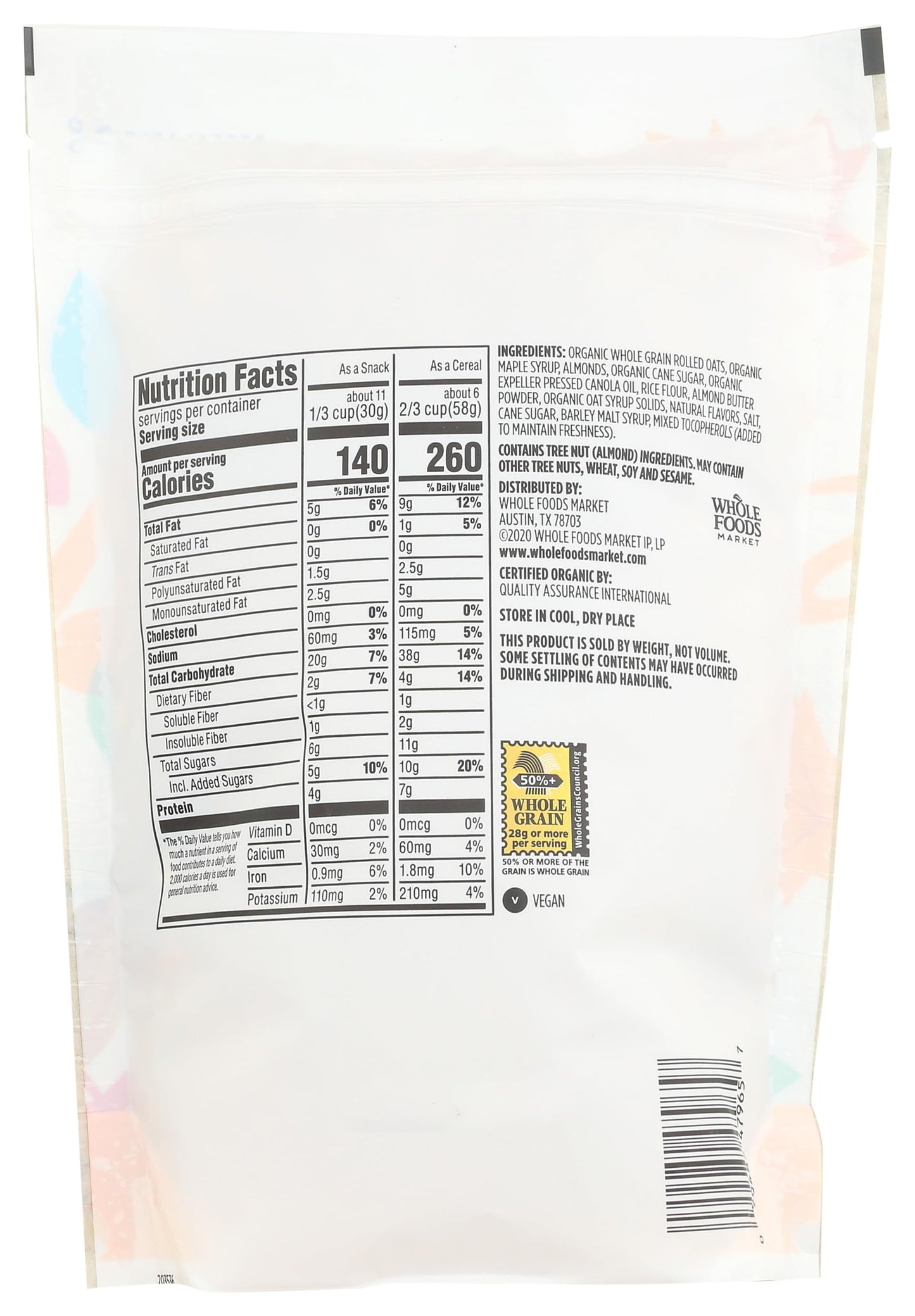 365 By Whole Foods Market, Granola Maple And Almond Butter Bag, 12 Ounce