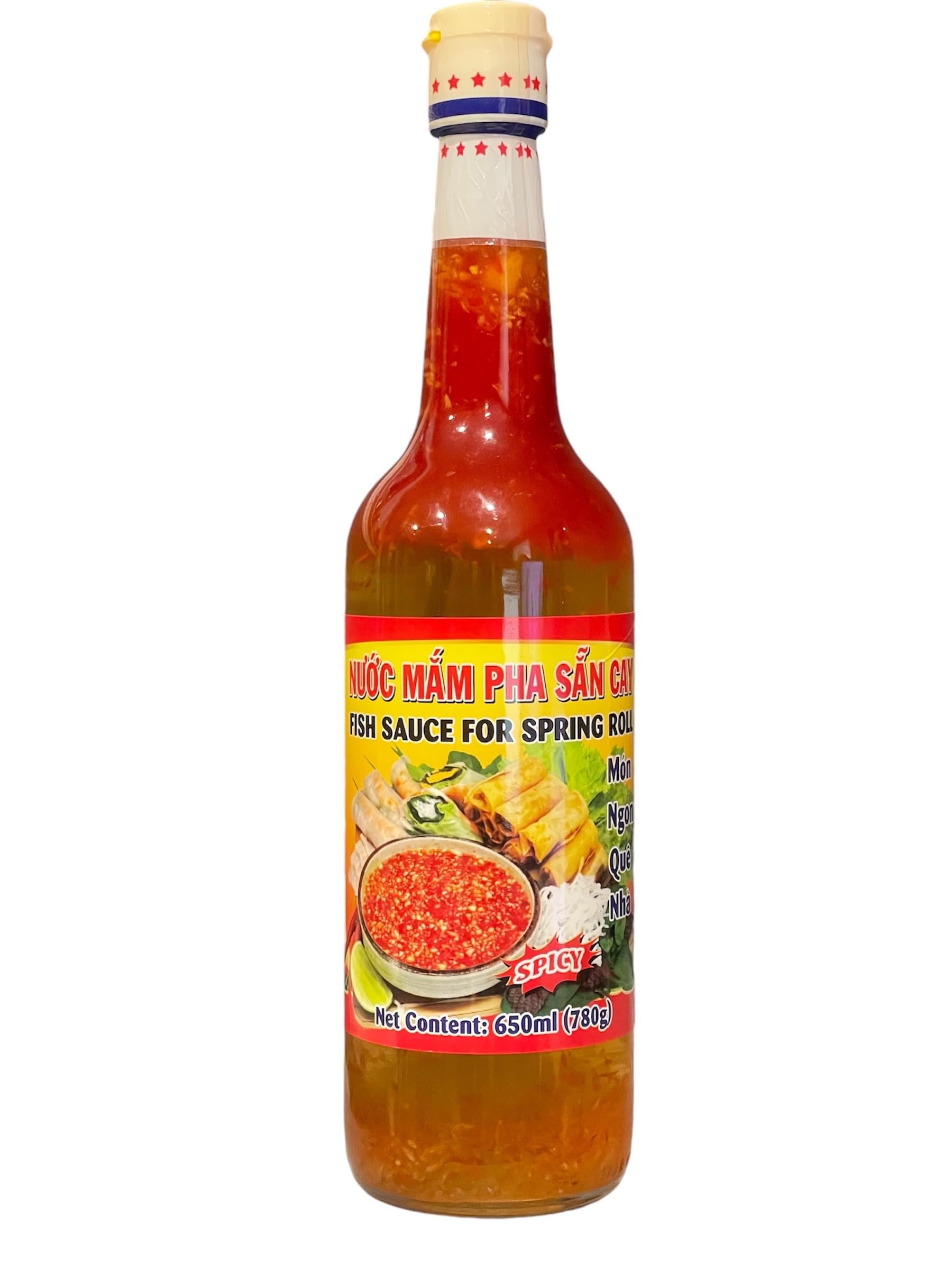 1 Pack - Spicy Instant Fish Sauce for Spring Roll Glass Bottle - Nuoc Mam Pha San Cay Chai Thuy Tinh - 650mL per Glass Bottle