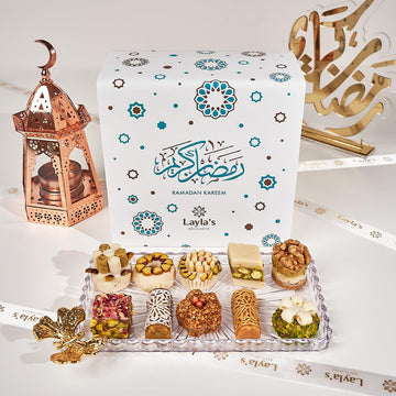 Laylas DELICACIES Mediterranean Treats Gift Box - 23 Bite-Size Pastries - Halal, Vegetarian, Gluten Free - Ramadan Gift Box