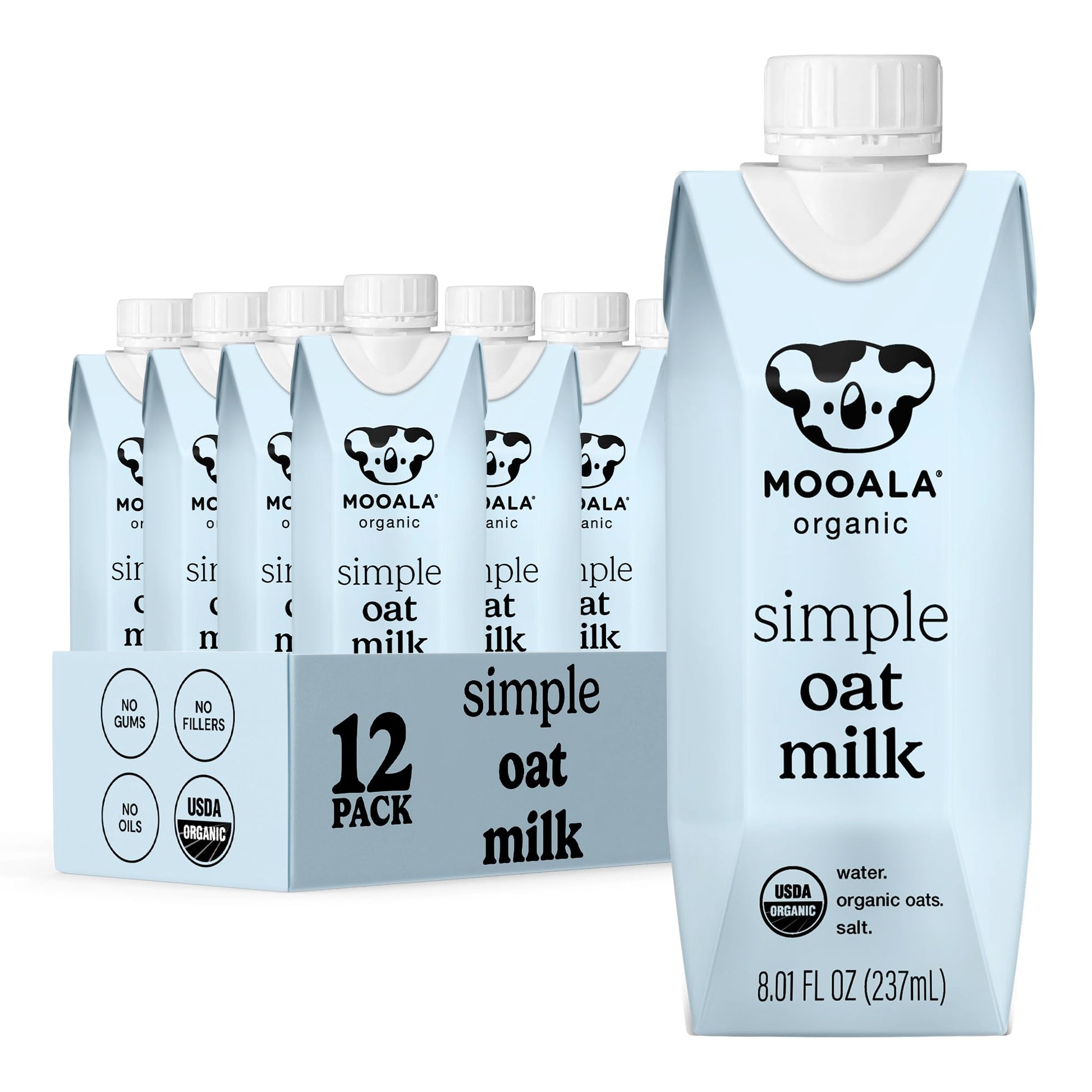 Mooala Organic Oatmilk, Unsweetened, Dairy Free, 12 Pack, Shelf Stable, 3 Ingredients