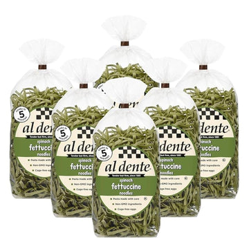 AL DENTE Spinach Fettuccine Egg Pasta, All-Natural, 12oz Bags (Pack of 6), Model 48-107