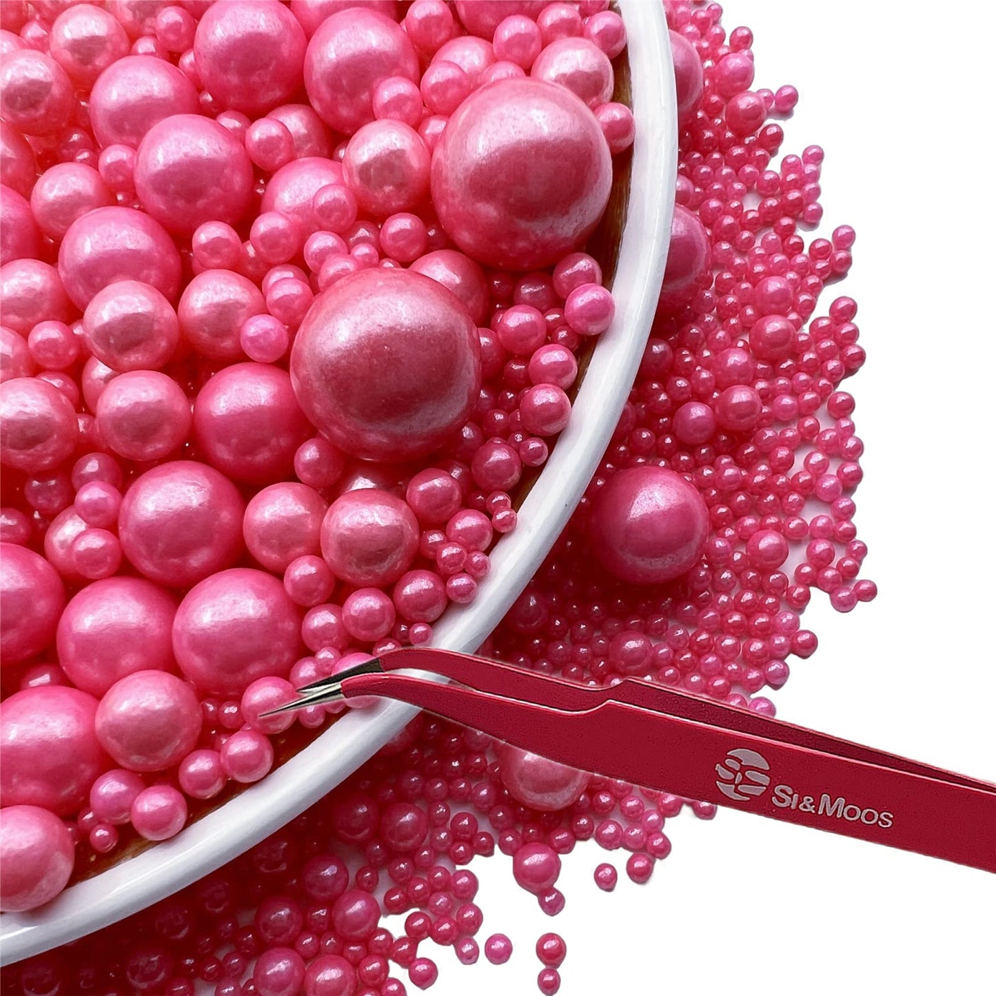 Se Si&Moos Deep Pink Edible Pearls For Cake Decorating Deep Pink Sugar Pearls Deep Pink Pearl Sprinkles For Cake Decorating Deep
