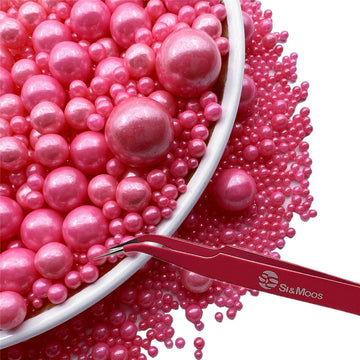 Se Si&Moos Deep Pink Edible Pearls For Cake Decorating Deep Pink Sugar Pearls Deep Pink Pearl Sprinkles For Cake Decorating Deep