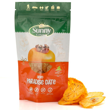 SUNNY CRISPS Dried Persimmons 3.52 Oz - Dehydrated, Gluten Free, Turkish Trabzon Persimmon - Chewy Persimmon Dried Fruit No Suga