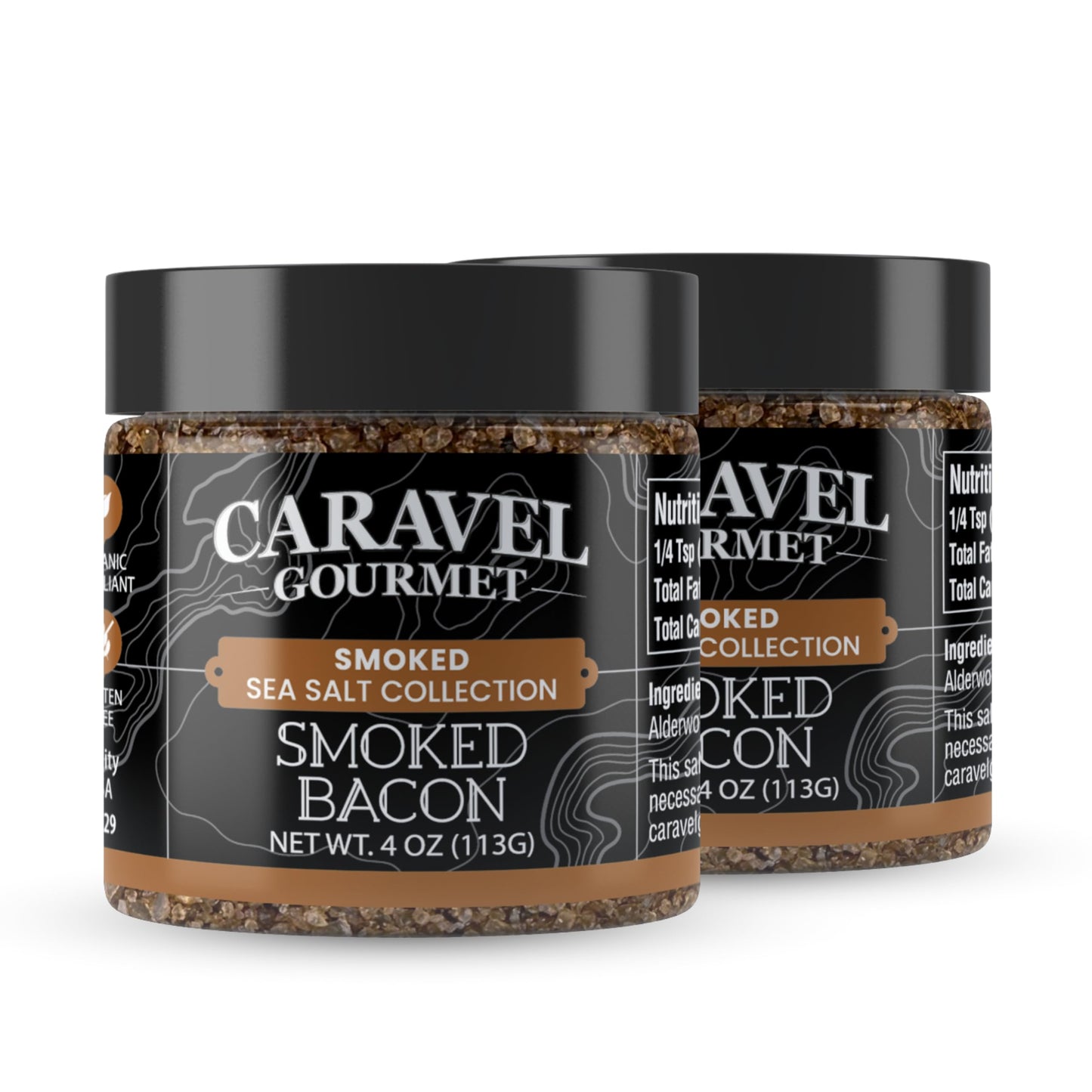 Caravel Gourmet Smoked Bacon Sea Salt 4 oz Jar 2-Pack