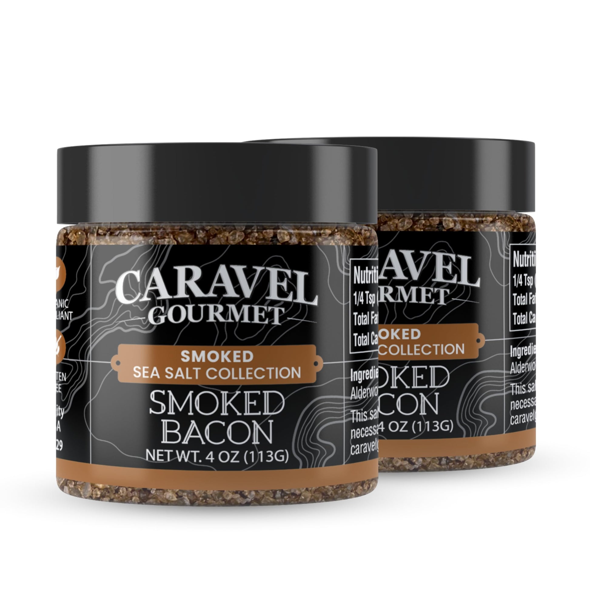 Caravel Gourmet Smoked Bacon Sea Salt 4 oz Jar 2-Pack
