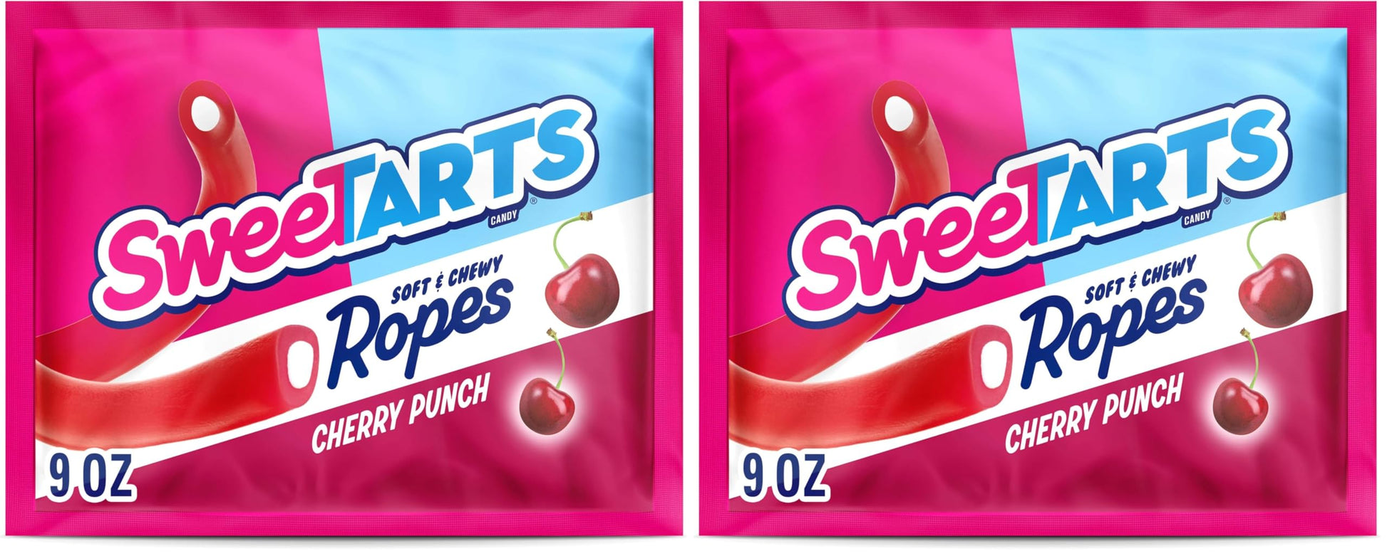 SweeTARTS Soft & Chewy Ropes Candy, Cherry Punch, 9 Ounce (Pack of 2)