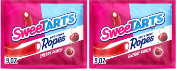 SweeTARTS Soft & Chewy Ropes Candy, Cherry Punch, 9 Ounce (Pack of 2)
