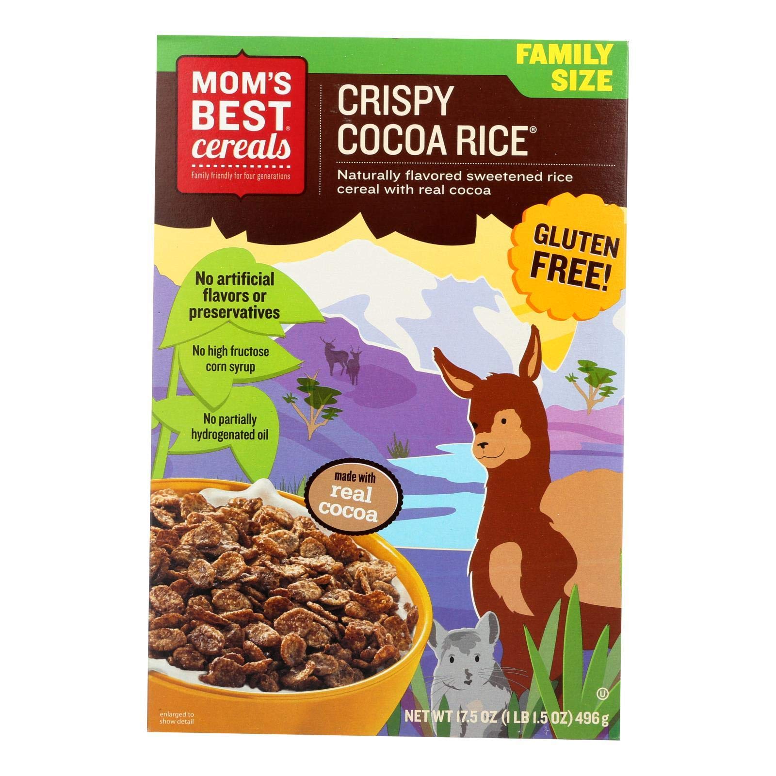 Moms Best crisp cocoa Rice cereal 17.5 Ounce -- 14 per case.
