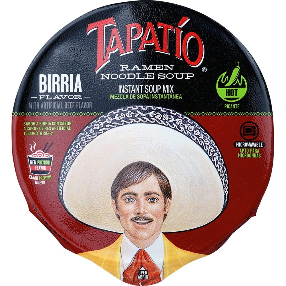 Tapatio Spicy Ramen Noodle Soup Big Bowl - Birria Flavor - 3.88 Oz (Bulk Case Of 6)