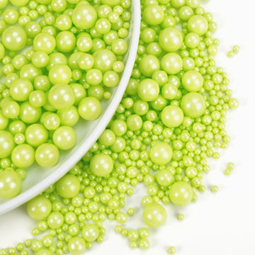 Dazzjoy Edible Green Pearl Sprinkles, Mix Size, 130g/4.58oz, Cupcake Toppers, Cake Decorations, Ice Cream, Easter, Wedding Party