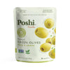 Poshi Green Pitted Olives | Basil & Garlic | Vegan, Kosher, Gluten Free + Keto Friendly, Fresh, Low Calorie Healthy Snacks | (30 Pack, 1.1Oz Bags)