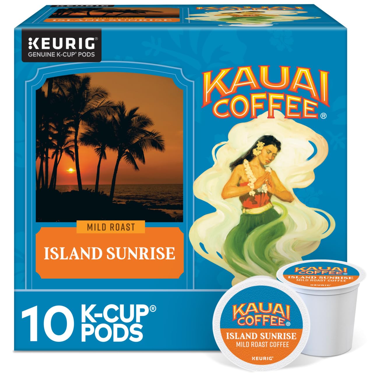 Kauai Coffee Island Sunrise Mild Roast K-Cup Pods, 10 Count (Pack of 4)
